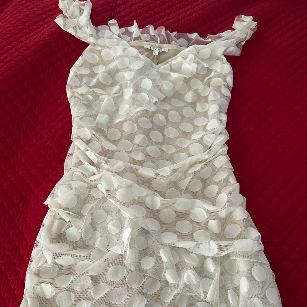 White Polka Dot Ruffle Dress